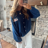 Navy Freedom Flag Cardigan