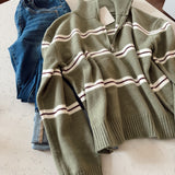 Olive & Cream Zip Mockneck Sweater