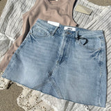 Mica Blue HR Raw Hem Mini Skirt