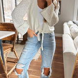 Ally Cream Open Knit Tie Cardi