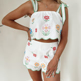 Florence Floral White Embroidered Two-Piece Set