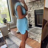 Sky Blue Gauze Cutout Back Romper