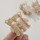 Petite Beige Teddy Bear Claw Clip
