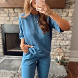 Paradise Blue Modal Scuba Oversized Short Sleeve Tee