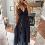 Navy Date Night Dots Maxi Dress