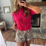 Fuchsia Logan Short Sleeve Knit Cardi