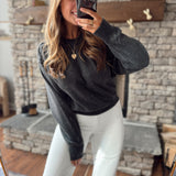 Black Raw Edge Burnout Sweatshirt