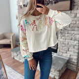 Disco Bones Embroidered Crop Sweatshirt
