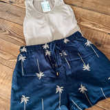 Navy Palm Play Embroidered Shorts