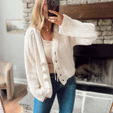 Cream Flower Button Cardigan