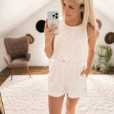Through The Vineyard Eyelet Bubble Hem Tank and Short Set