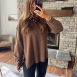 Lexi Chocolate Drop-Shoulder Sweater