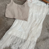 Spring Fever Cream Asymmetrical Lace Skirt