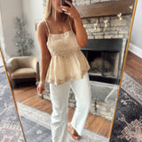 Almond Delray Embroidered Tank Top