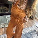 Pumpkin Suede Wide Leg Jumpsuit
