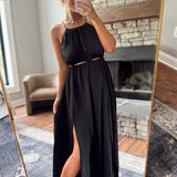 Black Wink Wink Side Cutout Maxi