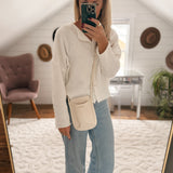 On The Go Cream Phone Holder Crossbody Bag