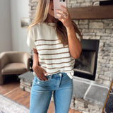 Cream/Camel Genesis Striped Sweater Top