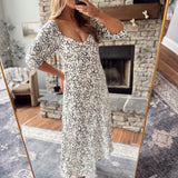 Cream Inked Petals Maxi Dress