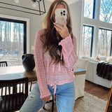 Kristin Pink Open-Knit Sweater