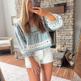 Denim Indira Shirred Top