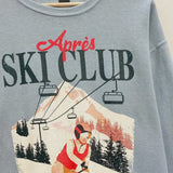 Apres Ski Club Dusty Blue Graphic Crew
