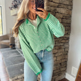 Green Mini Stripe Piper Knit Cardigan