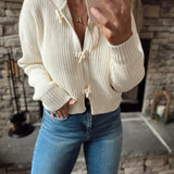 Bundle Up Cream Knit Toggle Button Collared Cardi