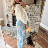 Washed Denim Rose Belt Pants