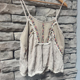 Loretta POL Taupe Floral Detail Tank