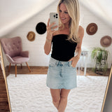 Mica Blue HR Raw Hem Mini Skirt