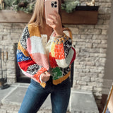 Grannys Favorite Rainbow Colorblock  Knit Cardi