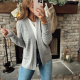 Asher Heather Grey Stitch Striped Cardi