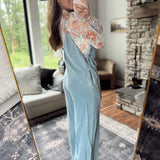 Light Denim Wide Leg Tencel Jumpsuit