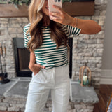 Green Striped Basic Tee