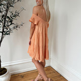 Girl Next Door Apricot Off Shoulder Mini Dress