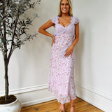 Lilac In Bloom Open Back Maxi Dress