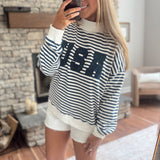 Navy Striped Liberty Lounge Sweatshirt