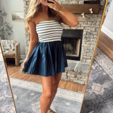 Navy Striped Seaborne Strapless Mini Dress