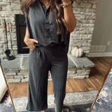 Hot Girl Walks Charcoal Wide Leg Pant