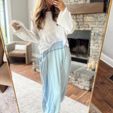 Sky Blue Overlock Stitch Thermal Pants