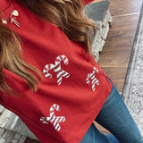 Sequin Candy Cane Pullover