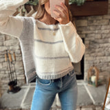 Freezing Point White/Grey Striped Knit Sweater