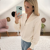 The Best Cream Quilted Quarter Zip