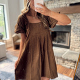 Camel/Black Polka Dot Pleated Mini