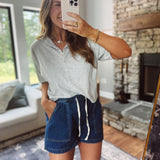 Heather Gray Logan Short Sleeve Knit Cardi