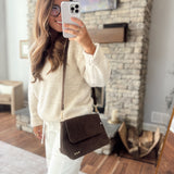 Chocolate Miranda Suede Flap Crossbody