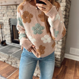 Blush Painted Petals Jacquard Sweater