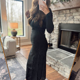 Executive Decision Black Pinstripe Midi