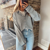 Denim Blue Mini Stripe Piper Knit Cardigan